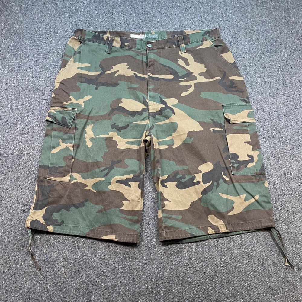 Camo Cargo Shorts Sz 44 Mens Green Skater Streetwear Drawstring Hem